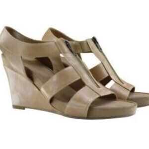 Aerosoles Tan Platform Wedge Zipper Sandals | Size 9